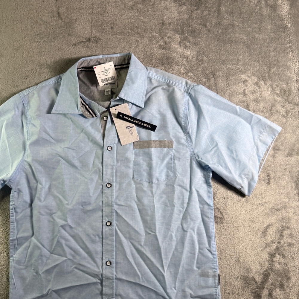 Distortion Blue Boys Short Sleeve Button Down Shirt Youth Size 14/16 NWT